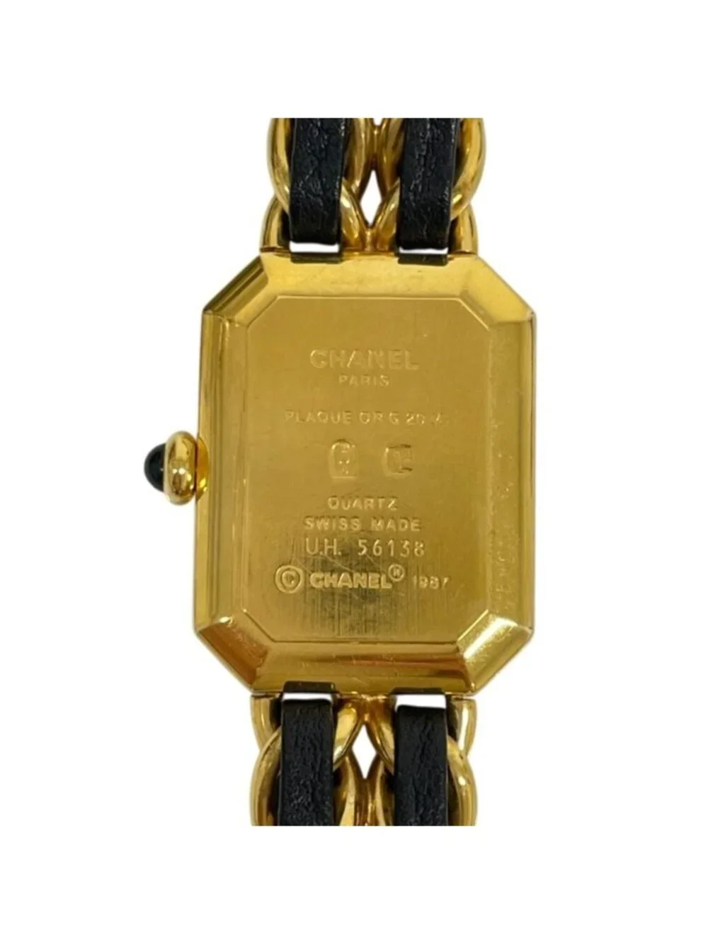 Chanel Premiere L Bracelet Watch Black Dial Gold Colored